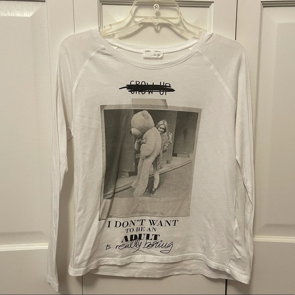 Zara Long Sleeve T-Shirt Never Grow Up